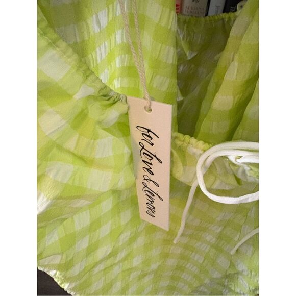 NWT For Love & Lemons Maureen Green & White Gingham Midi Dress Size Small - Picture 10 of 11